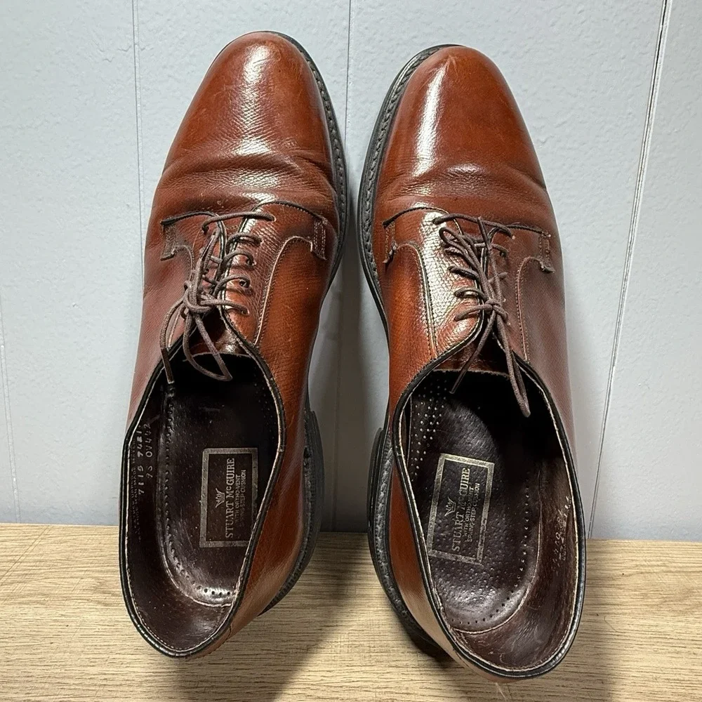 Stuart‎ McGuire Oxfords Dress Shoes Mens 9S Made in USA Chestnut Leather Career